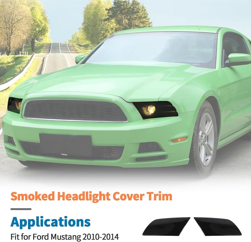JeCar Front Headlight Cover Smoked Tint Trim Covers Fit for Ford Mustang 2010-2014 - Image 3